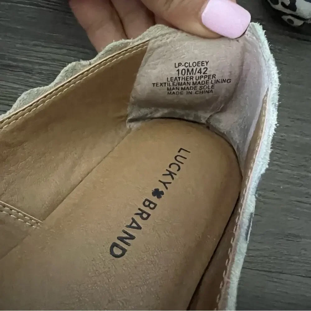 Lucky Brand Cloeey Leopard Suede Slide Mule Slip On 10M